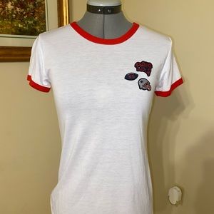 NFL Patriots White Tee with Small Patches (Sz M)